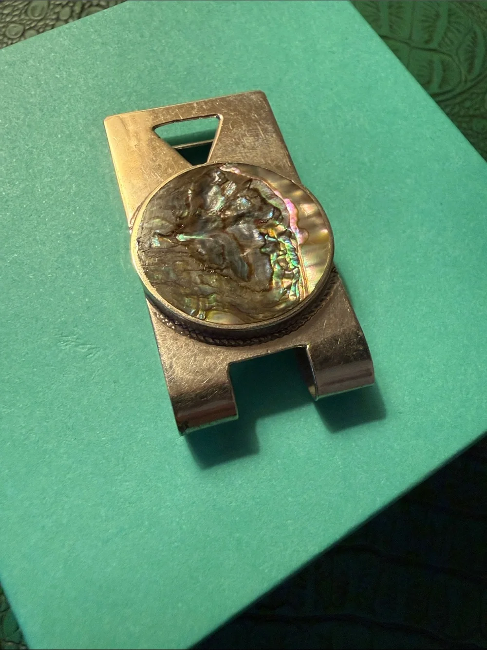 Sterling Silver Abalone Money Clip Stamped Made In Mexico